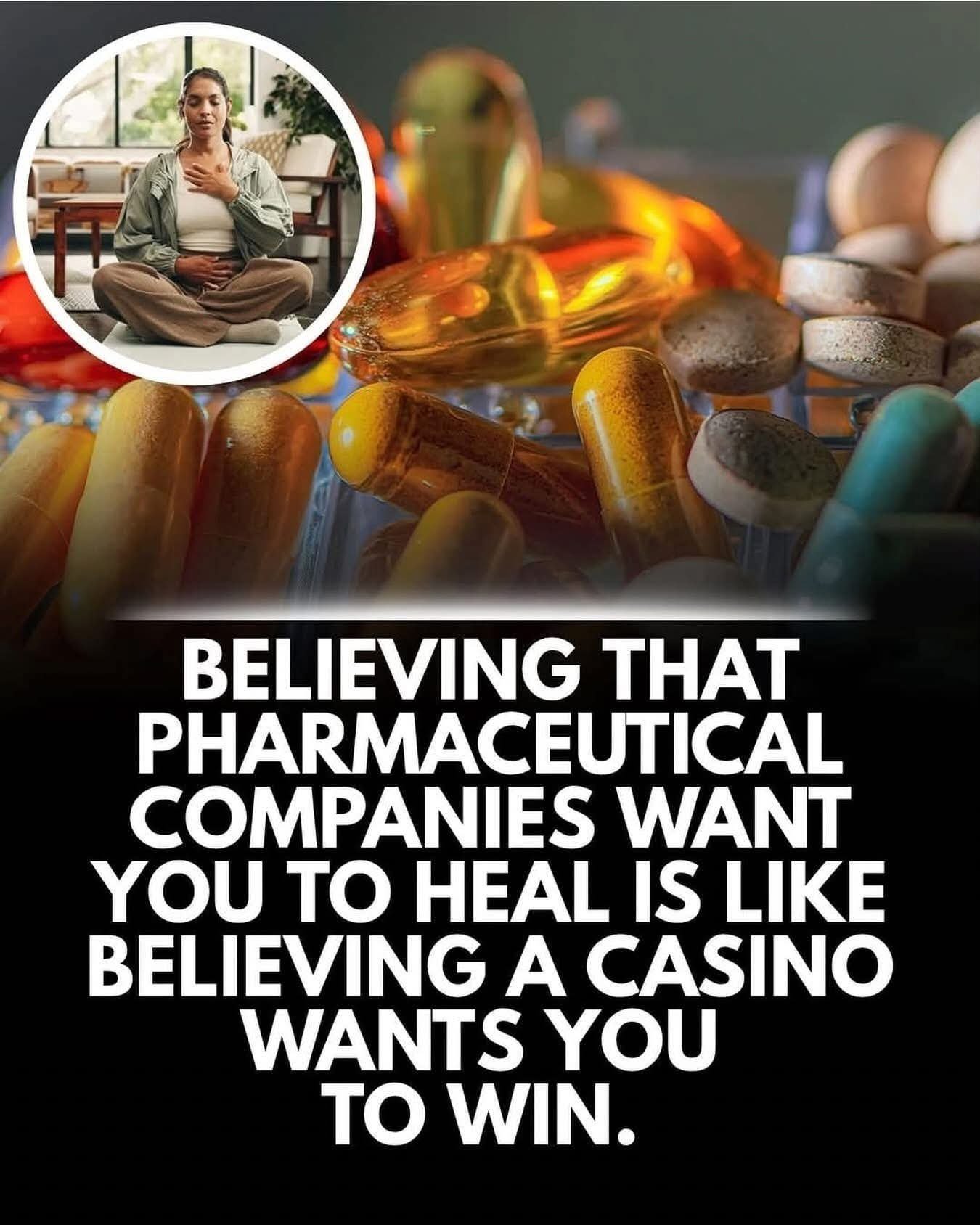 Graphic credited to Dr. Robert Cywes comparing pharmaceutical treatment with healing